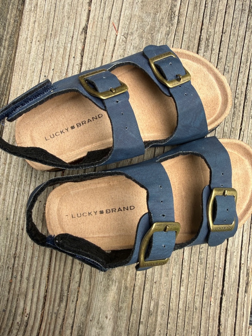 Lucky Brand Kids Navy Blue Double Buckle Sandals